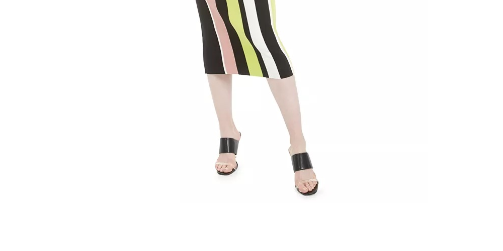 Bar III Womens Black Color Block Sleeveless Turtle Neck Below The Knee Body Con Party Dress Black Size Medium