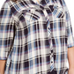 Style & Co Plus Size Plaid Utility Shirt  Navy Size 0X