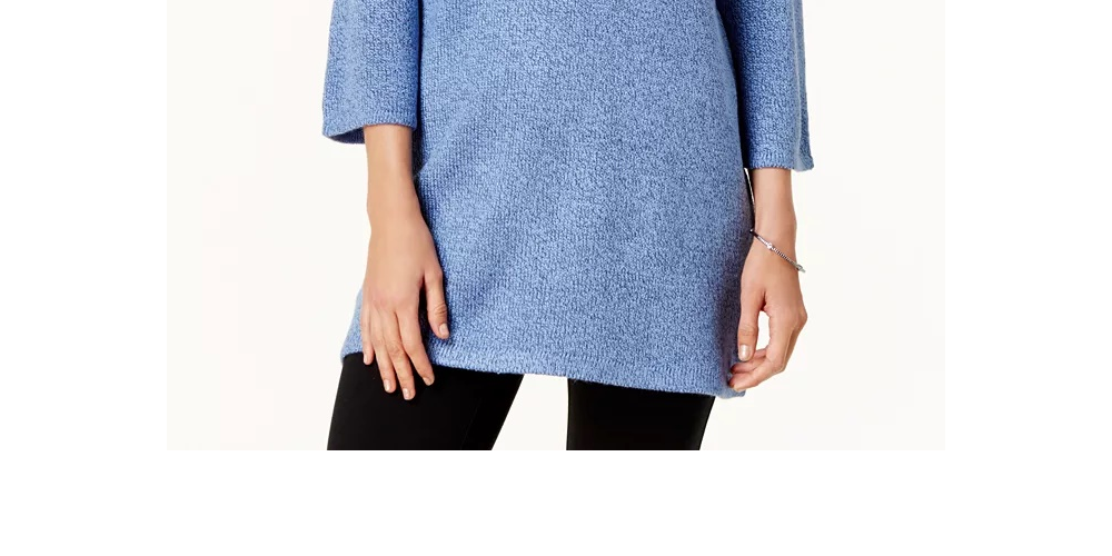 Karen Scott Cowlneck Tunic  Green Size S