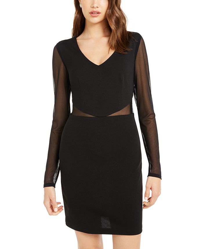 Teeze Me Women's Long Sleeve Short Sheath Evening Dress Black Size 13