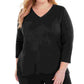 Karen Scott Women's Plus Size V-Neck Luxsoft Sweater Black Size 0X