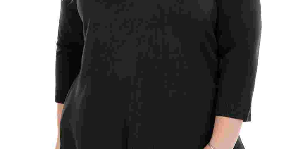 Karen Scott Women's Plus Size V-Neck Luxsoft Sweater Black Size 0X