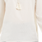 Style & Co Petite Embroidered Smocked-Neck Cotton Top  White Size PXL