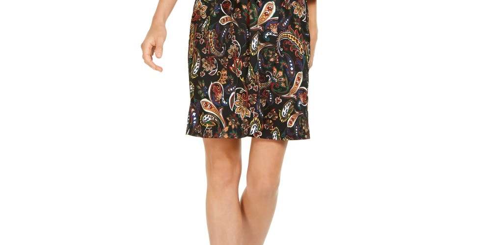 NY Collection Women's Printed Faux Wrap Dress Black Size Petite X-Large