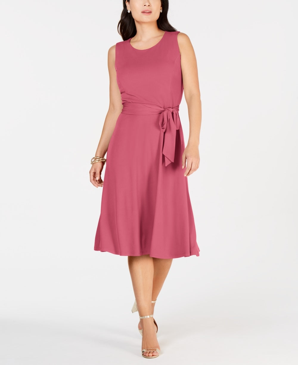 Charter Club Women's Belted Midi Dress Pink Size Petite X-Large