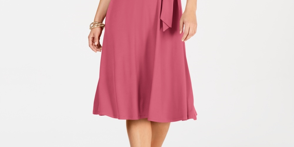 Charter Club Women's Belted Midi Dress Pink Size Petite X-Large