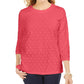 Karen Scott Women's Petite Textured Dot Sweatshirt Orange Size PM