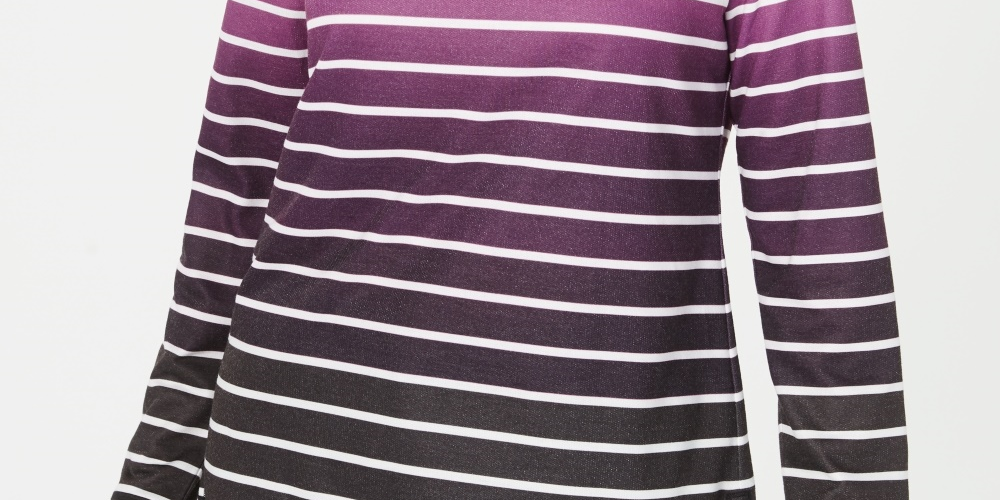 Karen Scott Women's Sport Ombre Striped Cowlneck Top Red Size X-Large