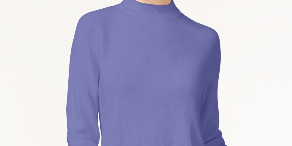 Karen Scott Women's Zip-Back Mock-Neck Sweater Purple Size Medium