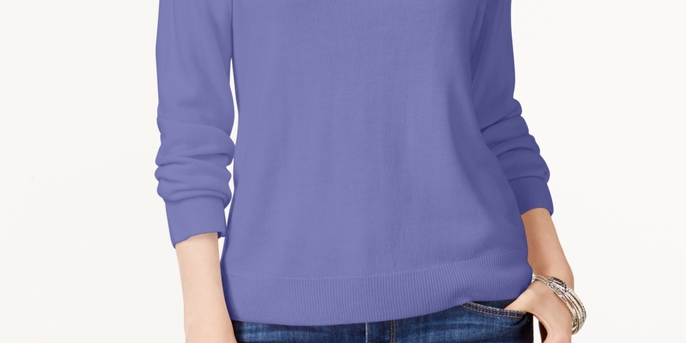 Karen Scott Women's Zip-Back Mock-Neck Sweater Purple Size Medium