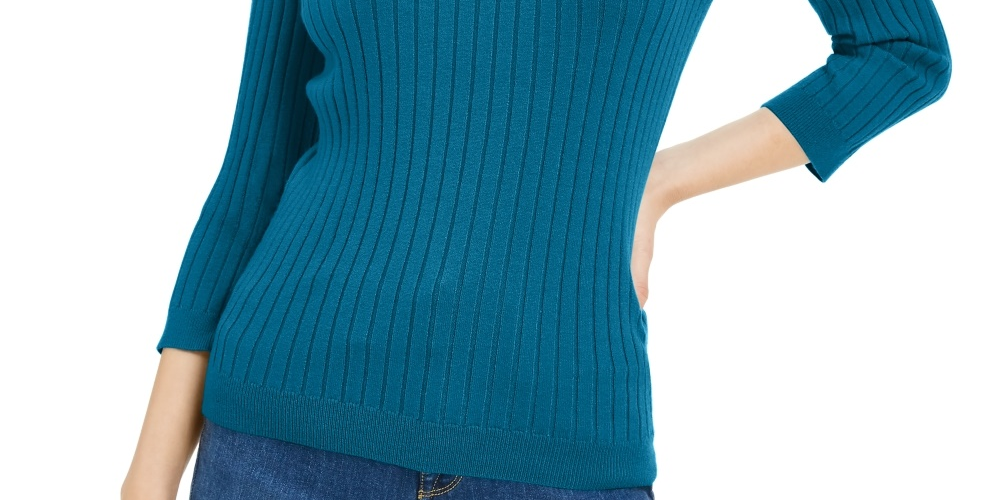 Maison Jules Women's Ribbed Crew-Neck Sweater Green Size XX Large