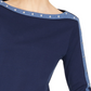 Karen Scott Women's Stud Trim 3/4 Sleeve Top Blue Size Small