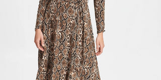DKNY Women's Python Jersey Wrap Dress Brown Size 10