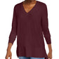 Maison Jules Women's V-Neck Sweater Wine Size Small