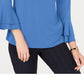 Charter Club Women's Bell Sleeve Keyhole Top Blue Size Small