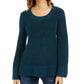 Style & Co Women's Petite Mixed-Stitch Sweater Green Size -PM