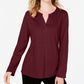 Charter Club Women's Cotton Split-Neck Utility Top Wine Size XX Large