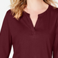 Charter Club Women's Cotton Split-Neck Utility Top Wine Size XX Large