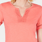 Charter Club Women's Split-Neck Cotton Top Pink Size Large