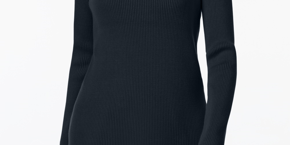 Karen Scott Women's Cotton Ribbed Turtleneck Top Navy Size X-Small