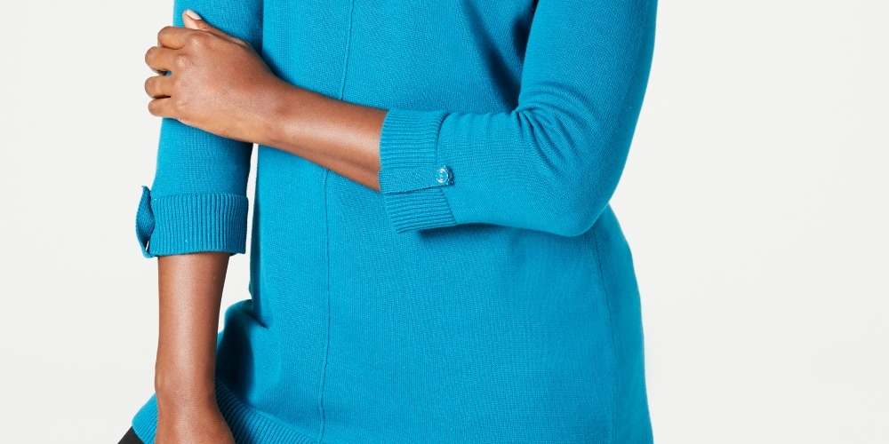 Karen Scott Women's Cotton Sweater Blue Size Small