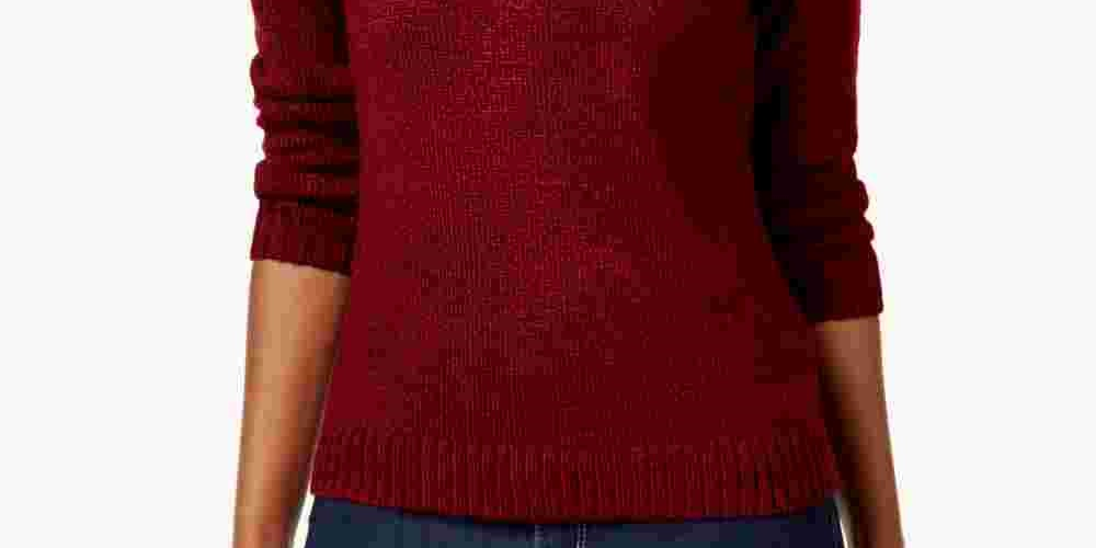 Karen Scott Women's Marled Button Sweater  Medium Red Size X-Small