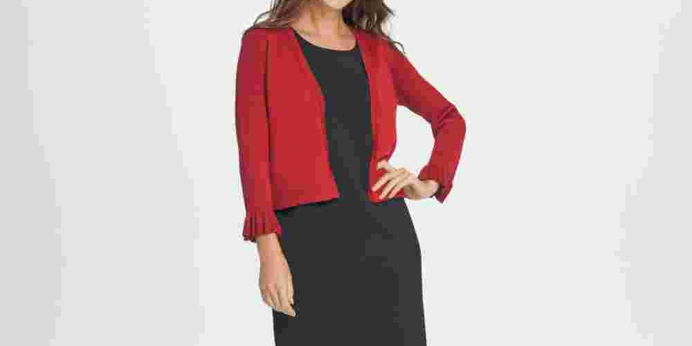 DKNY Women's Bell Sleeve Cardigan Red Size Small
