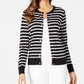 Charter Club Women's Striped Grommet Trim Cardigan Sweater Black Size XX-Large