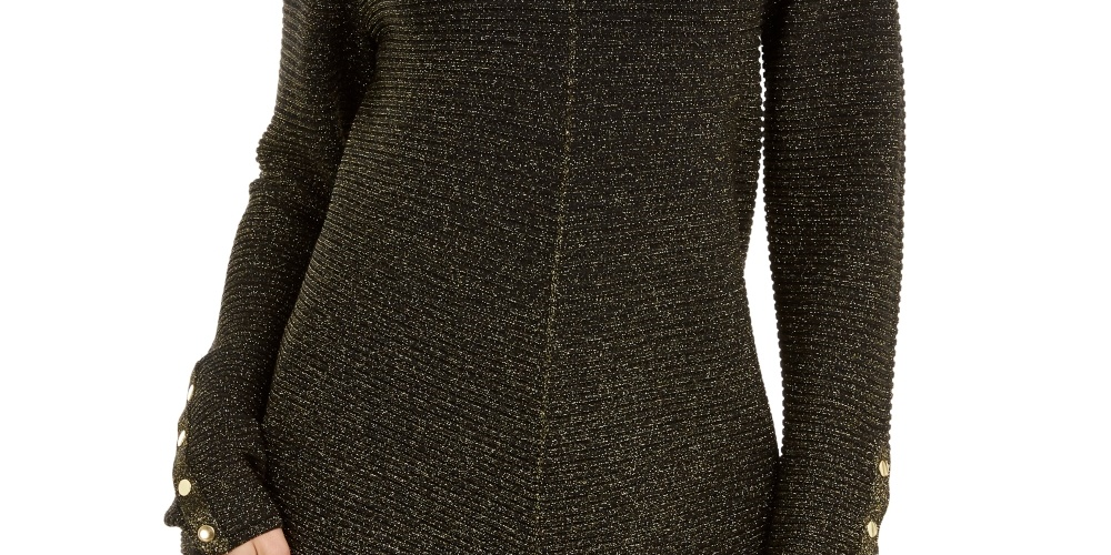 Alfani Women's Petite Metallic Swing Sweater Black Size Petite X-Large