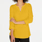Charter Club Women's Supima Cotton Split Neck Top  Gold Size Petite Small
