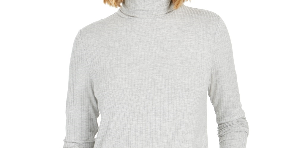 Charter Club Women's Heathered Turtleneck Gray Size PL