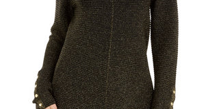 Alfani Women's Petite Metallic Swing Sweater Black PS