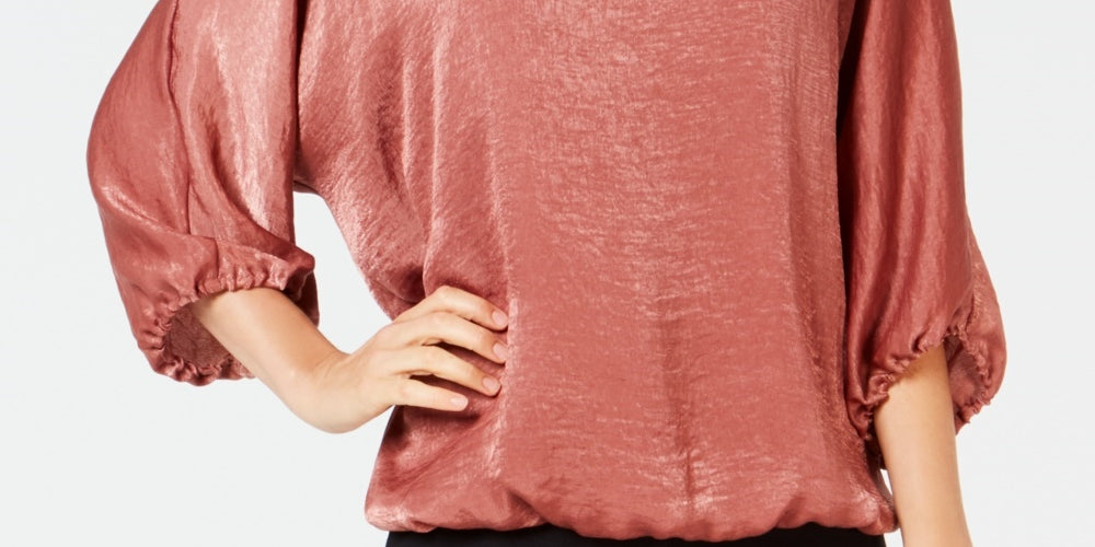 Alfani Women's Washed Satin Dolman Sleeve Bubble Top Pink SizePL