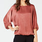 Alfani Women's Washed Satin Dolman Sleeve Bubble Top Pink Size Petite Small