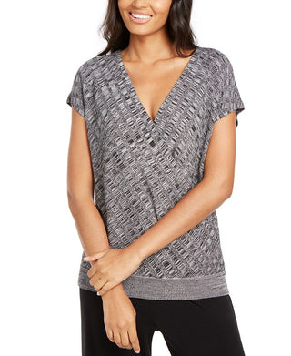 Alfani Women's Textured Surplice Sweater Black Size Petite S