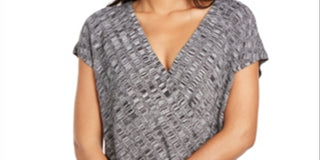 Alfani Women's Textured Surplice Sweater Black Size Petite S