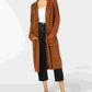 Hooked UP by IOT Women's Pocketed Long Sleeve Open Cardigan Duster Sweater Juniors Brown Size Small