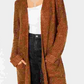 Hooked UP by IOT Women's Pocketed Long Sleeve Open Cardigan Duster Sweater Juniors Brown Size Small