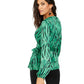 INC International Concepts Women's Zebra Print Wrap Top Green Size Petite Small