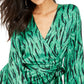 INC International Concepts Women's Zebra Print Wrap Top Green Size Petite Small