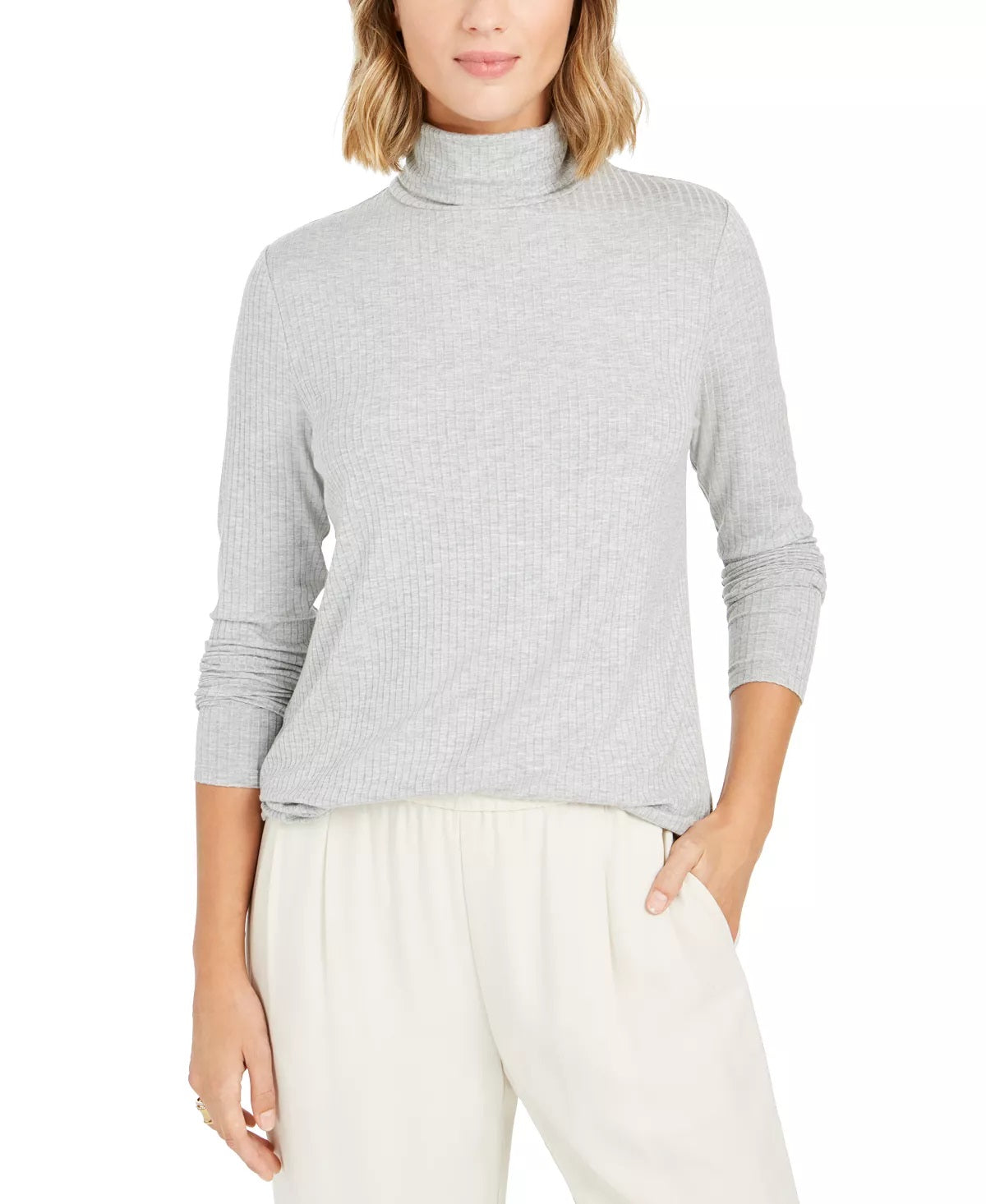 Charter Club Women's Heathered Turtleneck Gray Size Petite X-Large