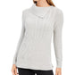 Charter Club Women's Envelope Neck Cable Knit Sweater Gray Size Petite Medium