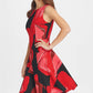 DKNY Women's Abstract Floral Fit & Flare Dress -Red Size 8
