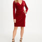 DKNY Women's Velvet Side Ruche Sheath Dress Red Size 6