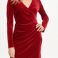 DKNY Women's Velvet Side Ruche Sheath Dress Red Size 6