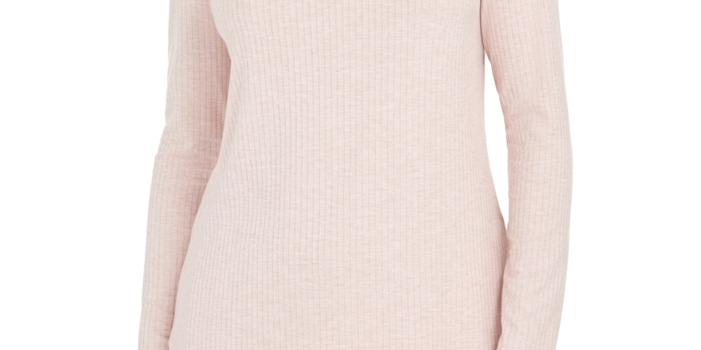 Charter Club Women's Ribbed Boat Neck Top Pink Size PM