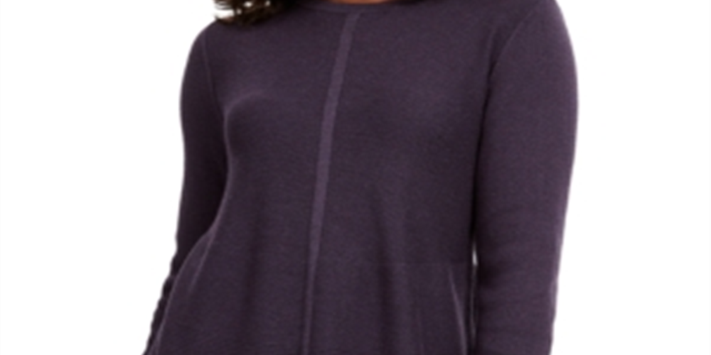 Style & Co Women's Mixed Stitch Tunic Sweater Dark Grape Size Petite L