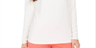 Charter Club Women's Heathered Ribbed Turtleneck Top White Size Medium