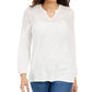 Style & Co Women's Lace Shoulder Top White Size PP