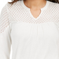 Style & Co Women's Lace Shoulder Top White Size PP